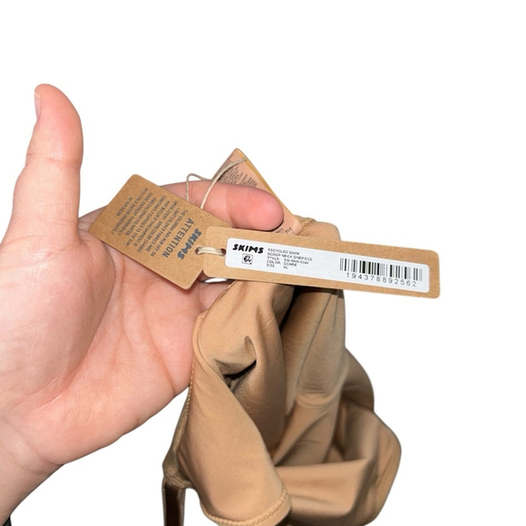 Skims Kim Kardashian Recycled Swim Scoop Neck One Piece Swim Ochre Tan Size XL - Picture 7 of 8